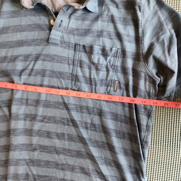 Columbia Men's Medium Blue Striped Polo Hiking Shirt - Picture 3 of 6